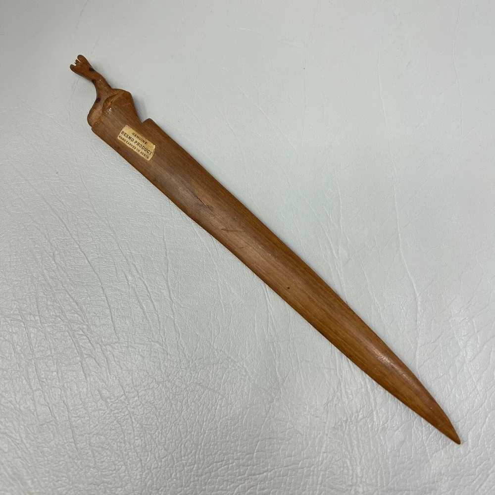 Vintage‎ Handmade Giraffe Letter Opener Hand Carved in Kenya